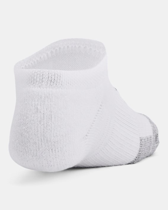 Kids' HeatGear® 3-Pack No Show Socks in White image number 2